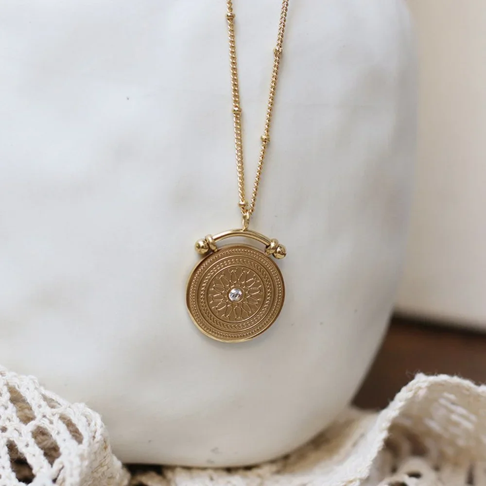NEW 18K Gold Plated Vintage Diamond Coin Star Double Layer Necklace - Picture 10 of 14